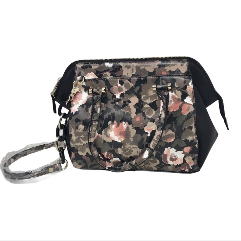 French Connection NWT Camo Floral Shoulder Bag Devin Satchel Purse - Picture 2 of 12